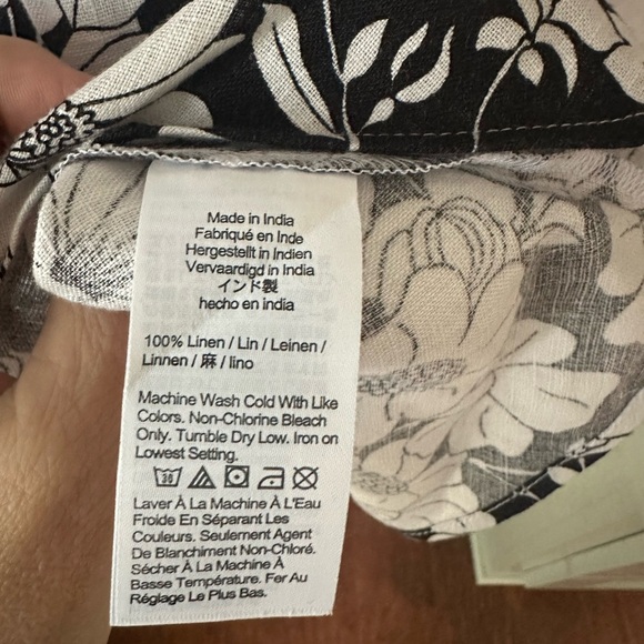 NWT J. Crew Linen Halter Style Black and White Floral Women's Top SZ XL - Picture 6 of 8